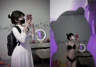 Thu Hiền xinh đẹp trong chiếc áo dài khoe hàng họ hấp dẫn